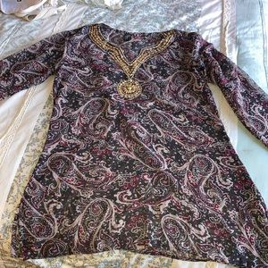 Gold trim beach coverup